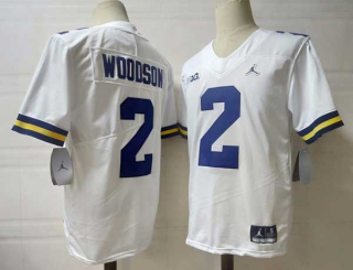 Men's NCAA College Michigan Wolverines #2 Charles Woodson Football Jordan Brand Stitched Jersey White