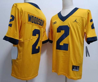 Men's NCAA College Michigan Wolverines #2 Charles Woodson Football Jordan Brand Stitched Jersey Yellow