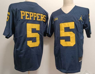 Men's NCAA College Michigan Wolverines #5 Jabrill Peppers Football Jordan Brand Stitched Jersey Navy