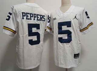 Men's NCAA College Michigan Wolverines #5 Jabrill Peppers Football Jordan Brand Stitched Jersey White