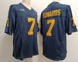 Men's NCAA College Michigan Wolverines #7 Donovan Edwards Football Jordan Brand Stitched Jersey Navy