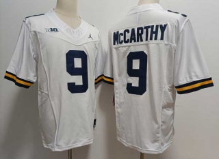 Men's NCAA College Michigan Wolverines #9 J.J. McCarthy Football Jordan Brand Stitched Jersey White