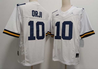 Men's NCAA College Michigan Wolverines #10 Alex Orji Football Jordan Brand Stitched Jersey White