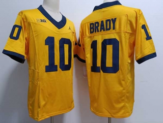 Men's NCAA College Michigan Wolverines #10 Tom Brady Football Jordan Brand Stitched Jersey Yellow