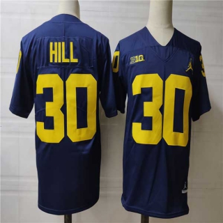 Men's NCAA College Michigan Wolverines #30 Daxton Hill Football Jordan Brand Stitched Jersey Navy