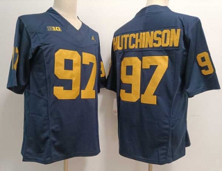 Men's NCAA College Michigan Wolverines #97 Aidan Hutchinson Football Jordan Brand Stitched Jersey Navy