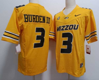 Men's NCAA College Missouri Tiger #3 Luther Burden III Football Nike Stitched Jersey Gold