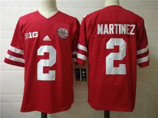 Men's NCAA College Nebraska Huskers #2 Adrian Martinez Football Adidas Stitched Jersey Red