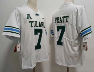 Men's NCAA College Tulane Green Wave #7 Michael Pratt Football Nike Stitched Jersey White