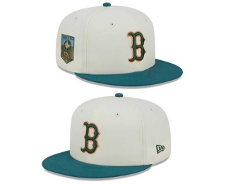 MLB Boston Red Sox New Era Beige Teal Blue Landscape Sidepatch 9FIFTY Snapback Hat 2061