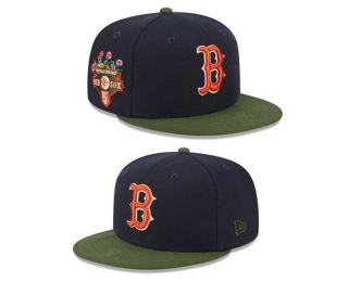 MLB Boston Red Sox New Era Navy Olive Green Sprouted Sidepatch 9FIFTY Snapback Hat 2067