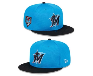 MLB Miami Marlins New Era Blue Black 2024 Spring Training Sidepatch 9FIFTY Snapback Hat 2023