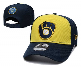 MLB Milwaukee Brewers New Era Gold Navy Curved Brim Back Patch 9FIFTY Snapback Hat 2020