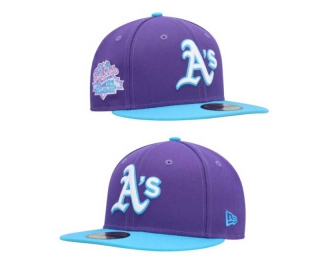 MLB Oakland Athletics New Era Purple Aqua 1989 World Series Sidepatch 9FIFTY Snapback Hat 2044