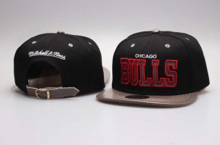 NBA Chicago Bulls Mitchell & Ness Leather Brim Adjustable Cap Black 5006