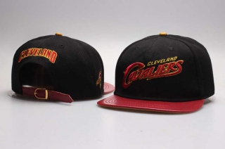 NBA Cleveland Cavaliers Mitchell & Ness Leather Brim Adjustable Cap Black Red 5001