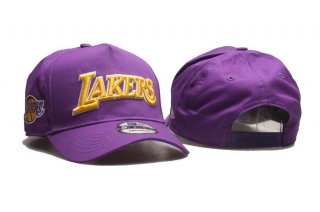 NBA Los Angeles Lakers New Era Wordmark Sidepatch Curved Brim 9FIFTY Snapback Cap Purple 5010