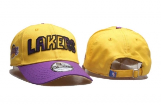 NBA Los Angeles Lakers New Era Wordmark Sidepatch Curved Brim 9TWENTY Adjustable Cap Gold Purple 5011