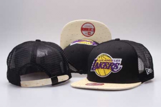 NBA Los Angeles Lakers New Era Trucker Mesh 9FIFTY Snapback Cap Black Beige 5009