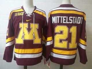 Men's NCAA College Minnesota Golden Gophers #21 Casey Mittelstadt Ice Hockey Nike Stitched Jersey Maroon