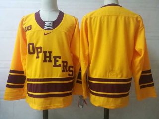 Men's NCAA College Minnesota Golden Gophers Blank Ice Hockey Nike Stitched Jersey Gold