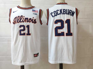 Men's NCAA College Illinois Fighting Illini #21 Kofi Cockburn Basketball Nike Stitched Jersey White