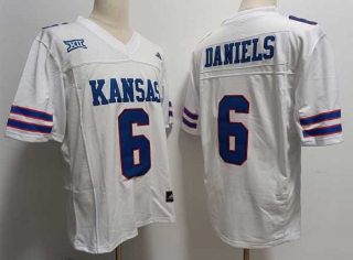 Men's NCAA College Kansas Jayhawks #6 Jalon Daniels Football Nike Stitched Jersey White