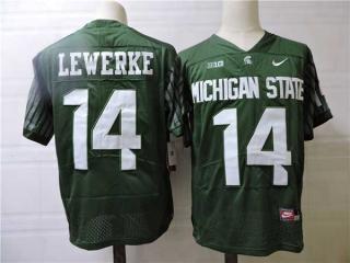 Men's NCAA College Michigan State Spartans #14 Brian Lewerke Football Nike Stitched Jersey Green