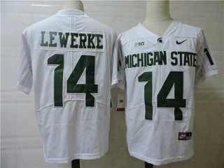 Men's NCAA College Michigan State Spartans #14 Brian Lewerke Football Nike Stitched Jersey White