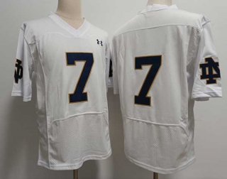 Men's NCAA College Notre Dame Fighting Irish #7 Audric Estimé Football Under Armour Stitched Jersey White (1)