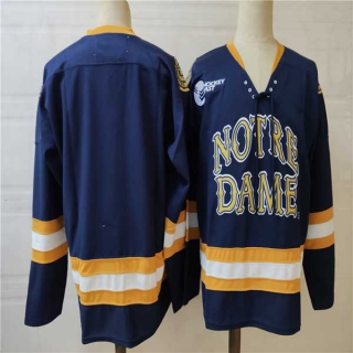 Men's NCAA College Notre Dame Fighting Irish Blank Hockey Stitched Jersey Navy