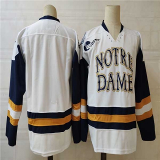 Men's NCAA College Notre Dame Fighting Irish Blank Hockey Stitched Jersey White (1)