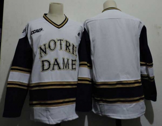 Men's NCAA College Notre Dame Fighting Irish Blank Hockey Stitched Jersey White (2)