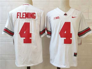 Men's NCAA College Ohio State Buckeyes #4 Julian Fleming Football Nike Stitched Jersey White