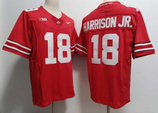 Men's NCAA College Ohio State Buckeyes #18 Marvin Harrison Jr. Football Nike Stitched Jersey Red (2)