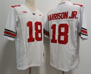 Men's NCAA College Ohio State Buckeyes #18 Marvin Harrison Jr. Football Nike Stitched Jersey White