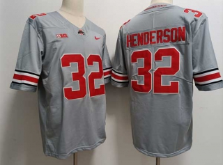 Men's NCAA College Ohio State Buckeyes #32 TreVeyon Henderson Football Nike Stitched Jersey Gray