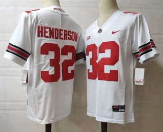 Men's NCAA College Ohio State Buckeyes #32 TreVeyon Henderson Football Nike Stitched Jersey White