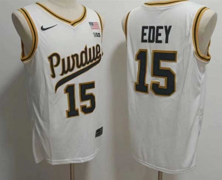 Men's NCAA College Purdue Boilermakers #15 Zach Edey Basketball Nike Stitched Jersey White