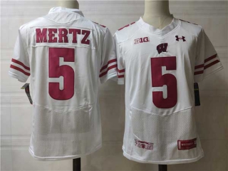 Men's NCAA College Wisconsin Badgers #5 Graham Mertz Football Under Armour Stitched Jersey White