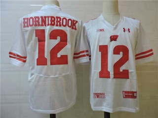 Men's NCAA College Wisconsin Badgers #12 Alex Hornibrook Football Under Armour Stitched Jersey White