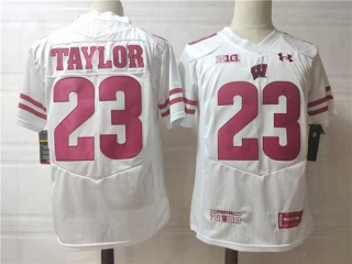 Men's NCAA College Wisconsin Badgers #23 Jonathan Taylor Football Under Armour Stitched Jersey White