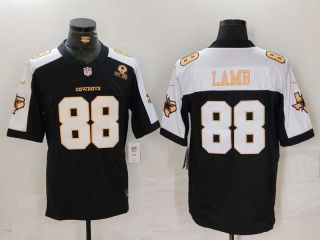 Men's NFL Dallas Cowboys #88 CeeDee Lamb Black White Thanksgiving FUSE Vapor Limited Stitched Jersey