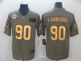 Men's NFL Dallas Cowboys #90 DeMarcus Lawrence Salute to Service Nike Olive Gold Stitched Jersey