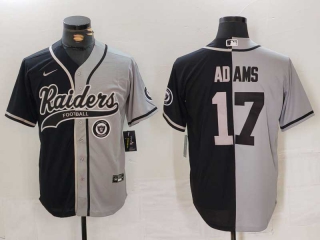 Men's NFL Las Vegas Raiders #17 Davante Adams Grey Black Logo Split Cool Base Stitched Nike Baseball Jersey