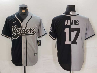 Men's NFL Las Vegas Raiders #17 Davante Adams Grey Black Split Cool Base Stitched Nike Baseball Jersey