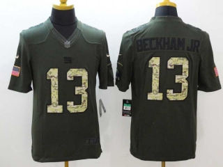 Men's NFL New York Giants #13 Odell Beckham Jr Olive Camo Salute To Service Limited Stitched Jersey