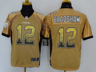 Men's NFL Pittsburgh Steelers #12 Terry Bradshaw Drift Fashion Yellow Football Stitched Jersey