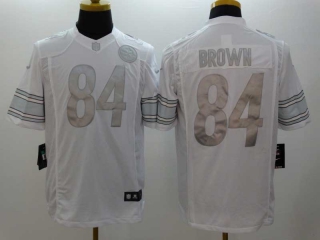 Men's NFL Pittsburgh Steelers #84 Antonio Brown Platinum Football Stitched Jersey