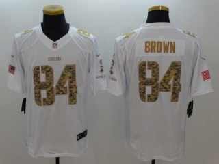 Men's NFL Pittsburgh Steelers #84 Antonio Brown White Camo Salute To Service Limited Stitched Jersey